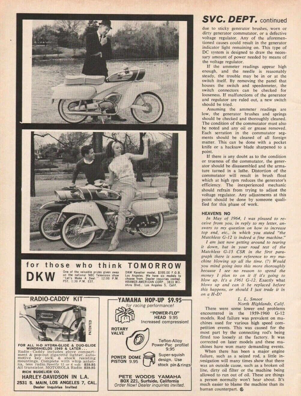 1965 Dkw Kavalier - Vintage Motorcycle Ad