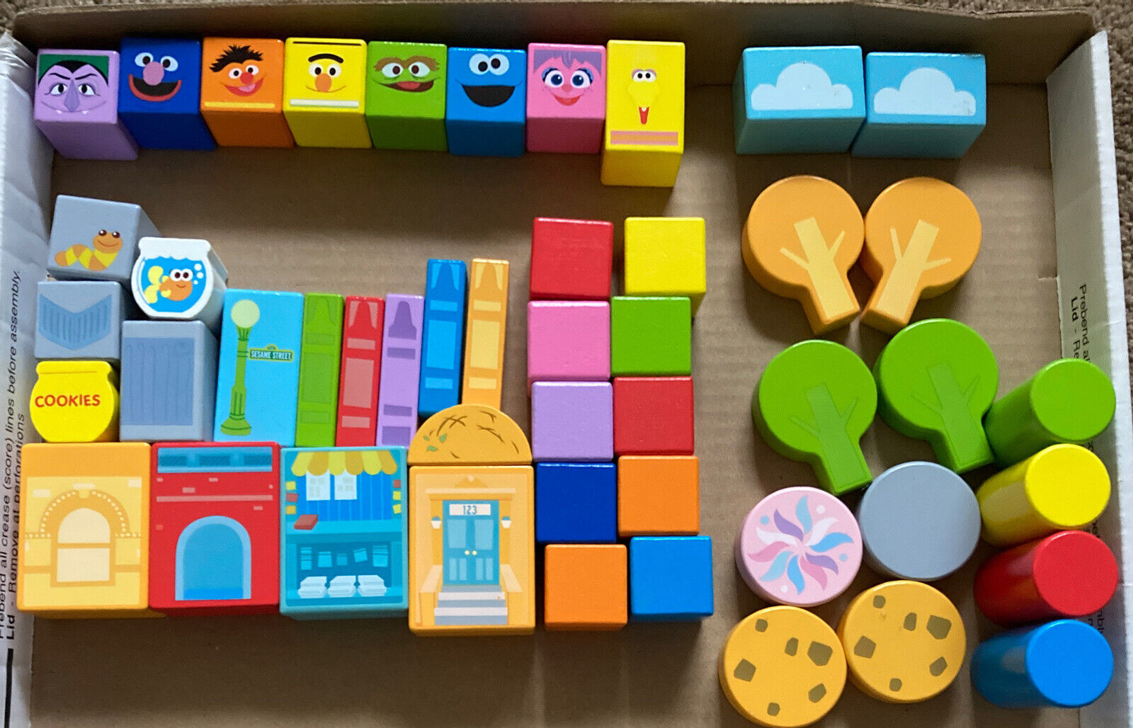 Sesame Street Wood Blocks, 48 Pieces, Bright Starts Kids Ii, Preowned