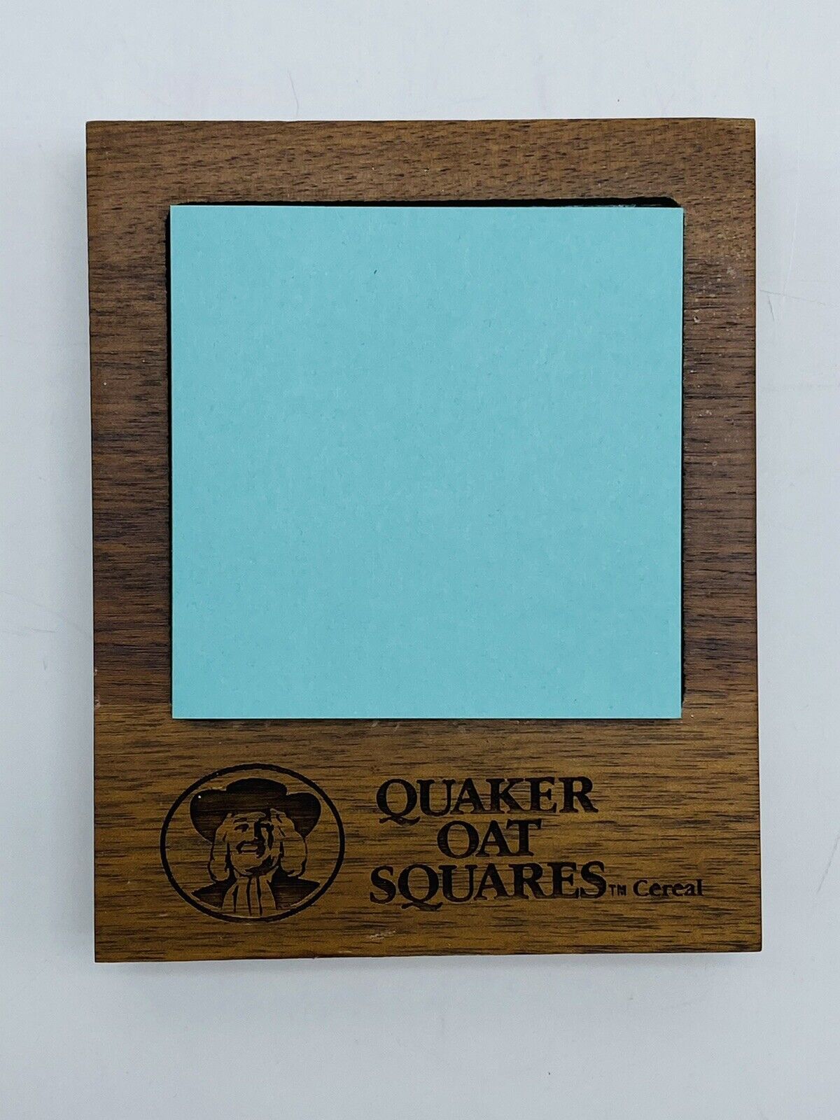 Vintage Quaker Oat Square Wooden Post It Note Holder Advertising Cereal Desk Pad