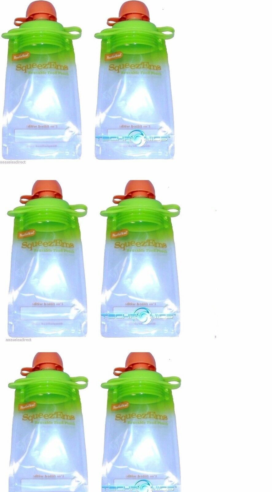 (6-pack) Snack Pack Refillable Baby Food Pouch - Reusable Squeeze Pouch Bpa Free
