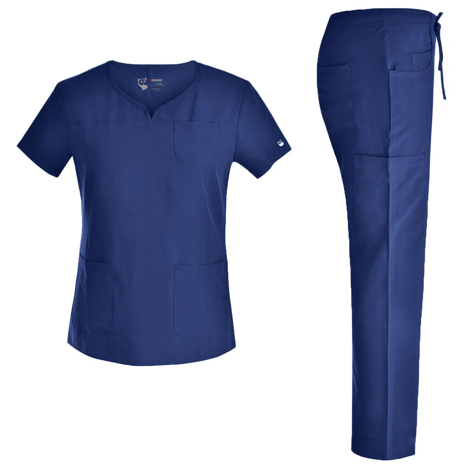 Stretch Women Nursing Scrubs Set - Curved Notch Neck Doctor Slim Scrubs Jyc302