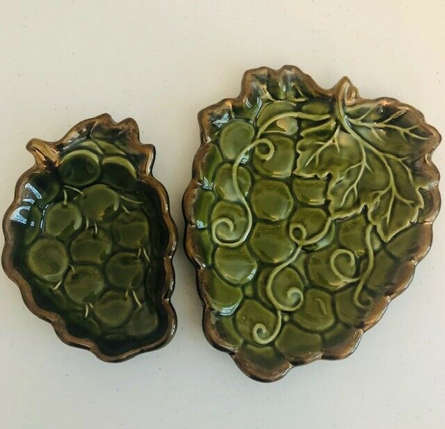 Vintage Olives And Grapes Dishes By Susie Coelho Style  2 Pcs.