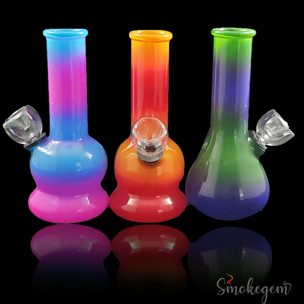 5 Inch Mini Glass Water Smoking Pipe Bong Bubbler Hookah - Assorted Colors