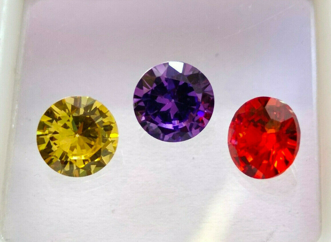 Zircon Multi Color Loose Gemstone Lot 4.22 Cts 6 Mm 3 Pcs Round Shape