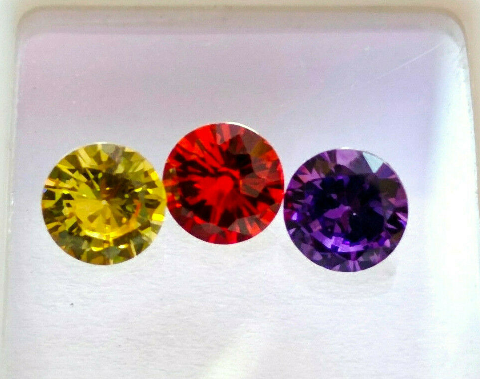 Zircon Multi Color Loose Gemstone Lot 4.23 Cts 6 Mm 3 Pcs Round Shape
