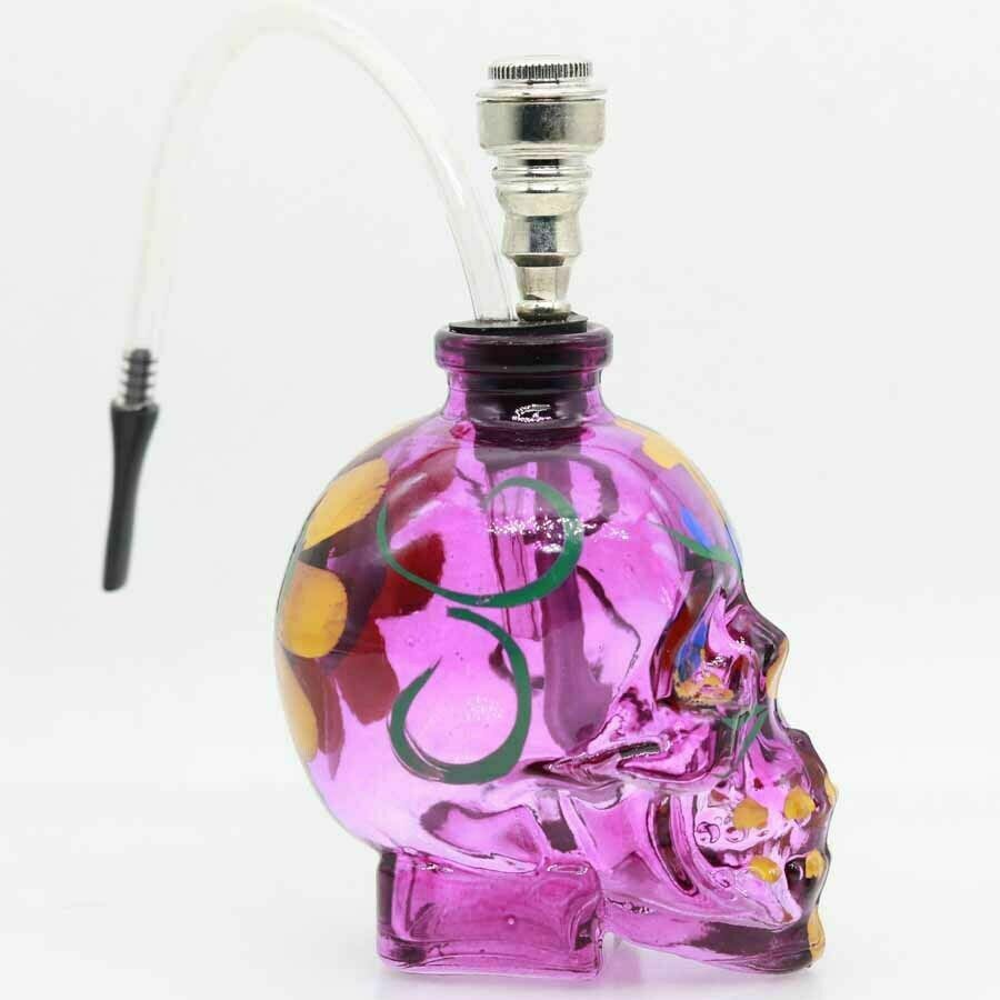 Purple Small Hookah Glass Pipe Skull Water 4 Smoking Tobacco W Hose Shisha