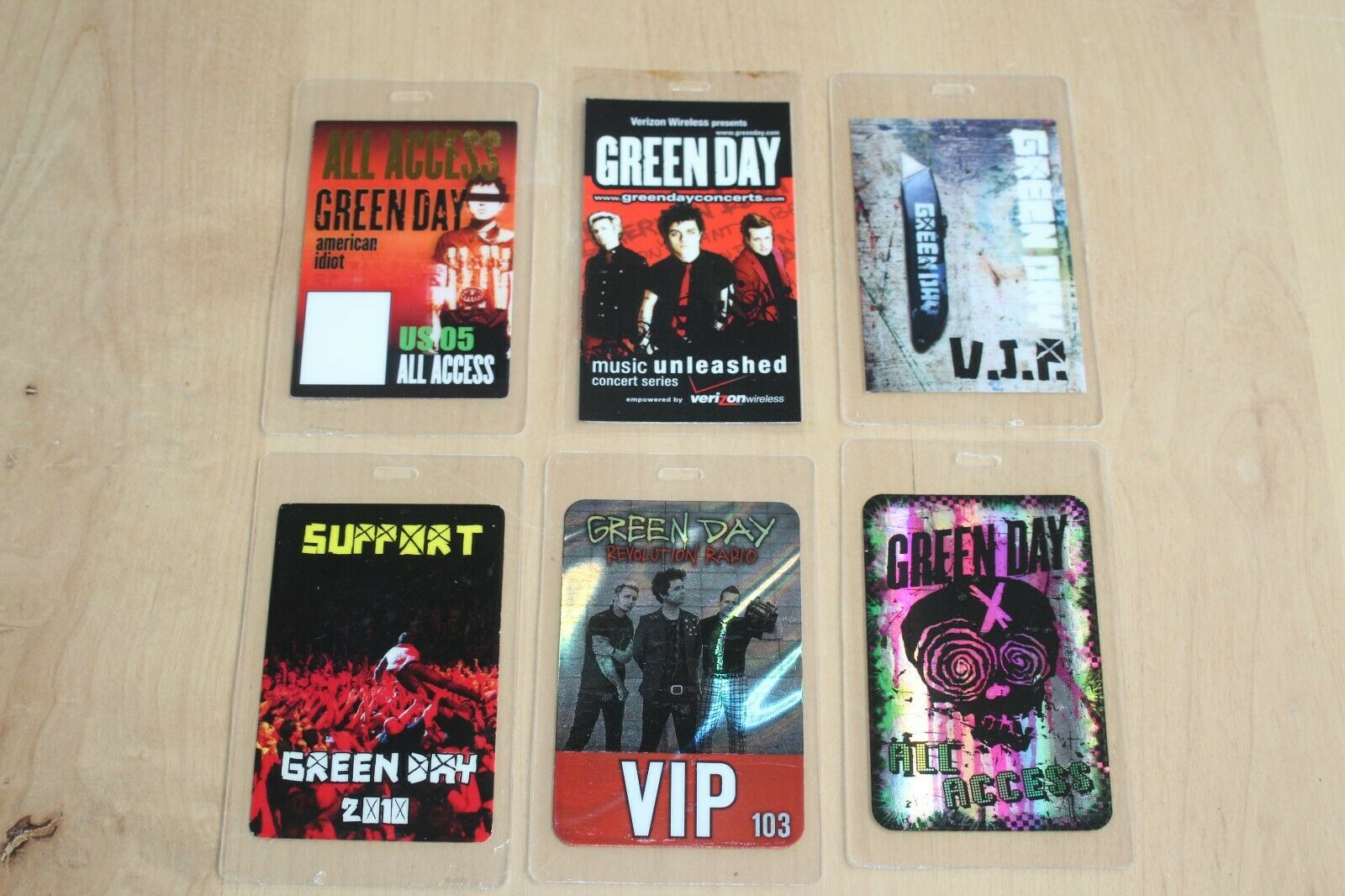 Green Day -  6 X Laminated Backstage Pass - Free Shipping -