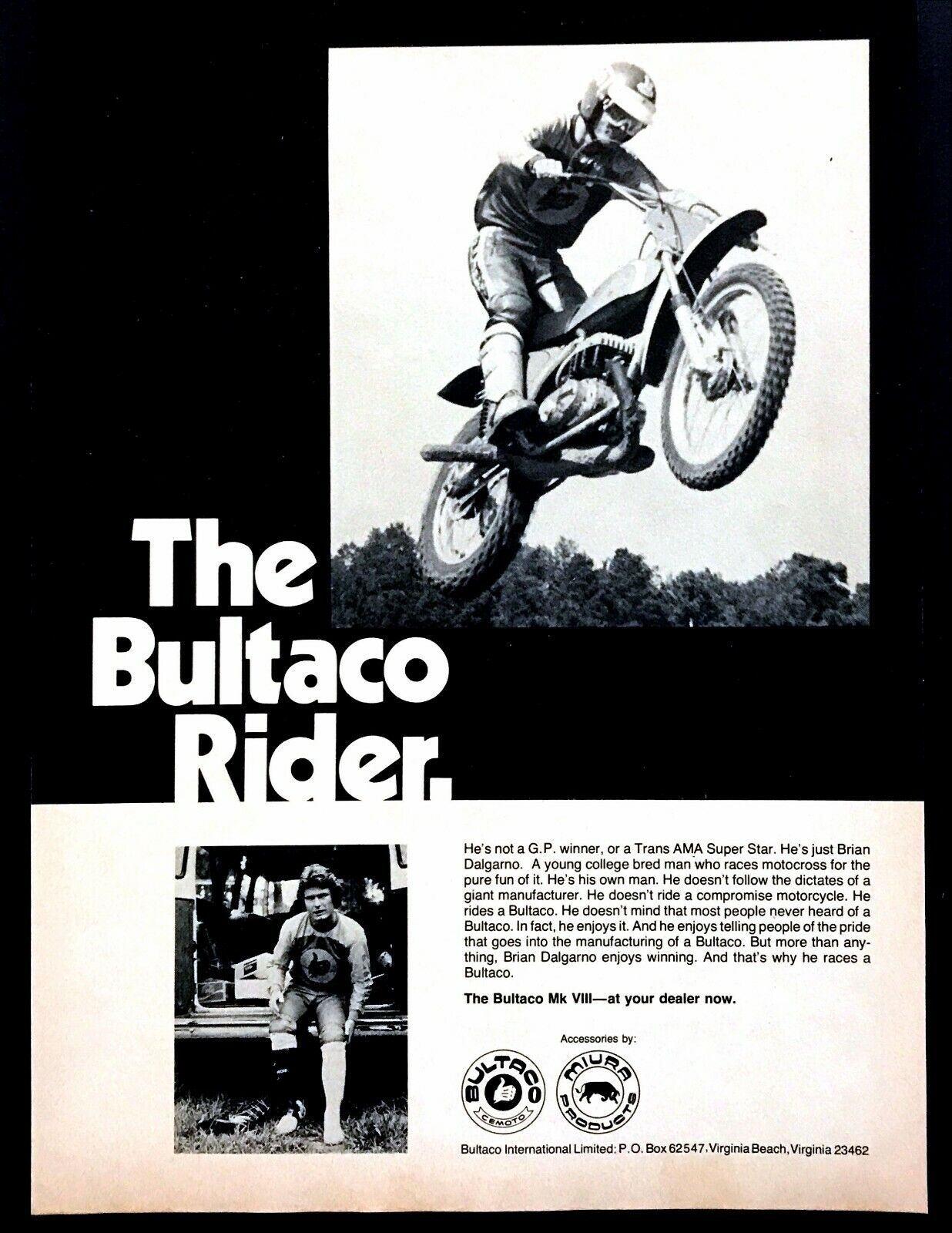 1975 Bultaco Mk Viii Motorcycle Photo "enjoy Winning" Vintage Print Ad