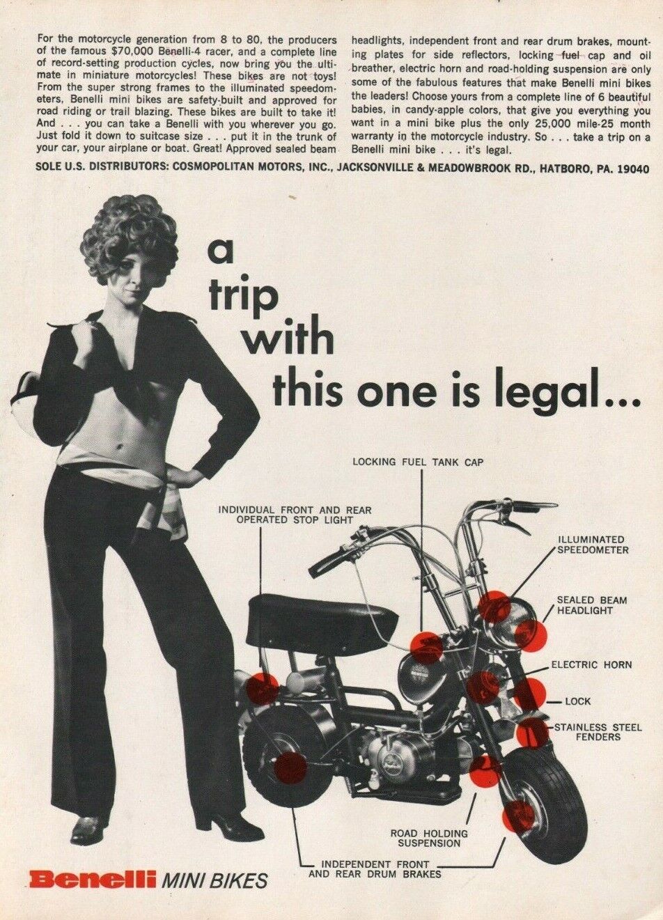 1969 Benelli Mini Bikes - Vintage Motorcycle Ad