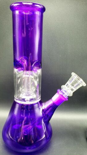 8" Purple Ice Catcher Percolator Tobacco Hookah Water Pipe Bong Glass Freescreen