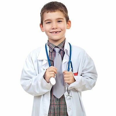 Child Med Md Doctor Lab Coat For Kids Girls And Boys Long White Natural Uniform