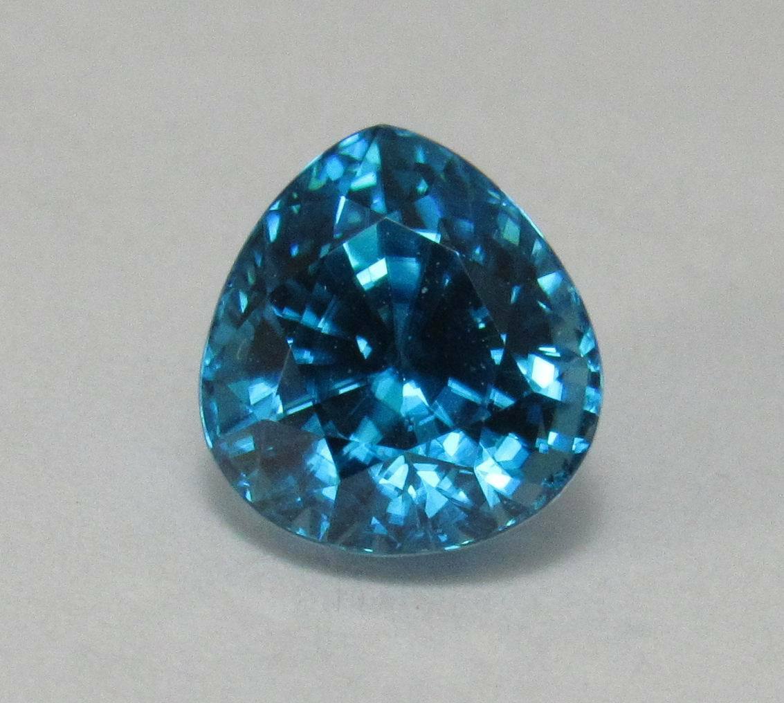 Natural Blue Zircon 5.59 Ct. Pear Shaped Deep Rich Bright Blue Color