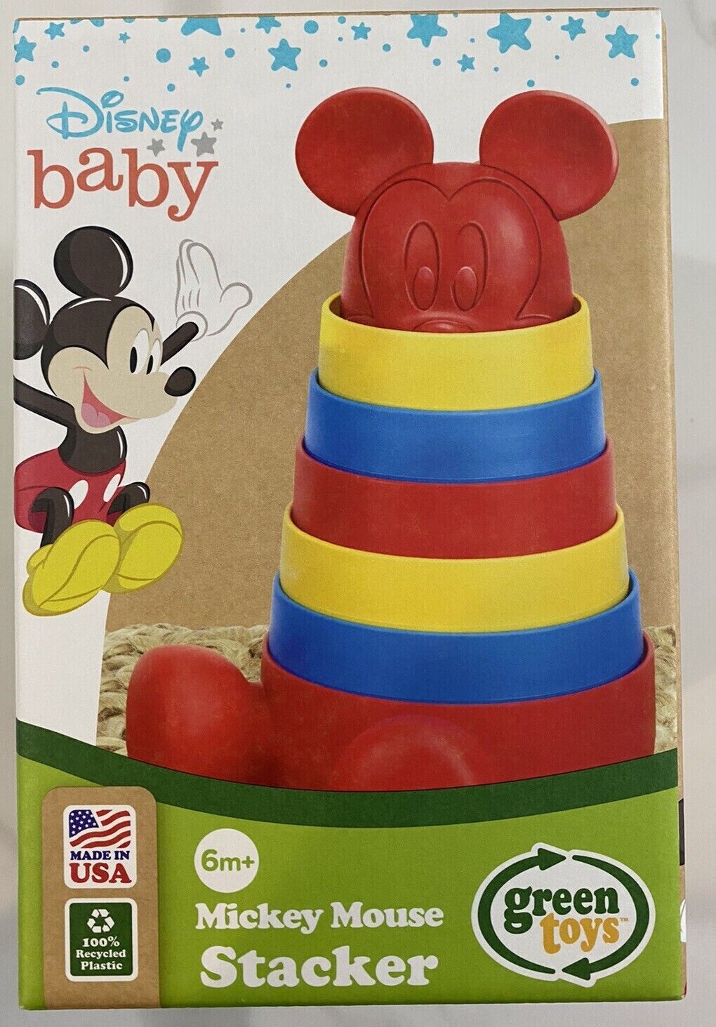 Disney Baby /mickey Mouse Stacker Blue, Red And Yellow/ Green Toy/ 6+ Months