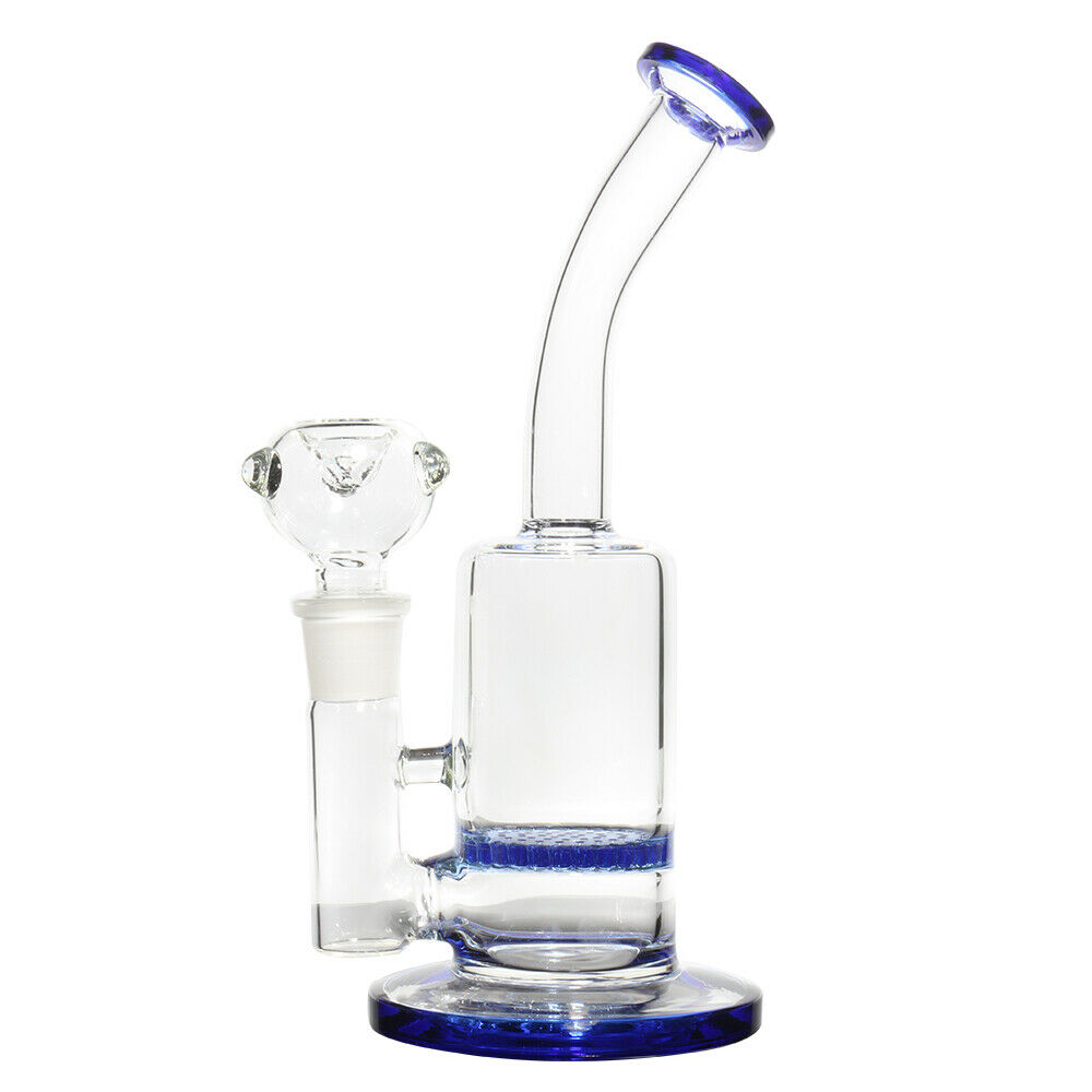 8 Inch Hookah Water Smoking Pipe 1 Honeycomb Perc Glass Bong With 14mm Bowl