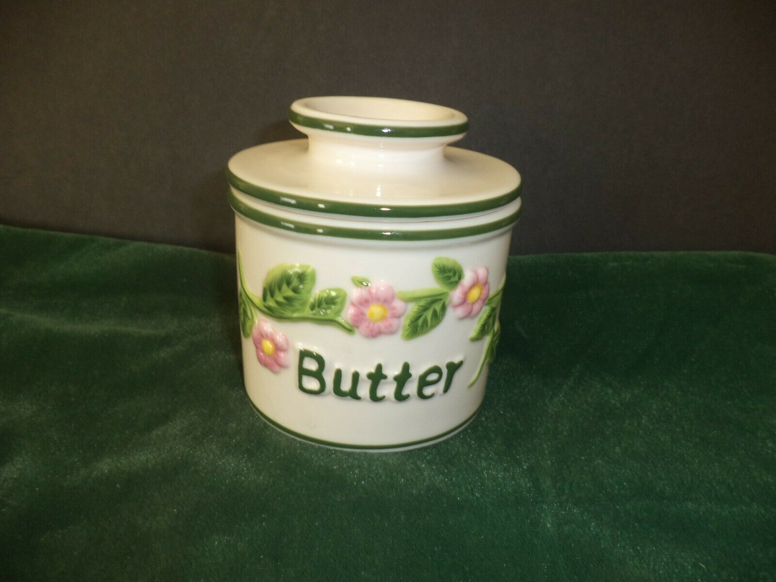 Butter Bell Tremain Ceramic Beurre White Flowers Farmhouse