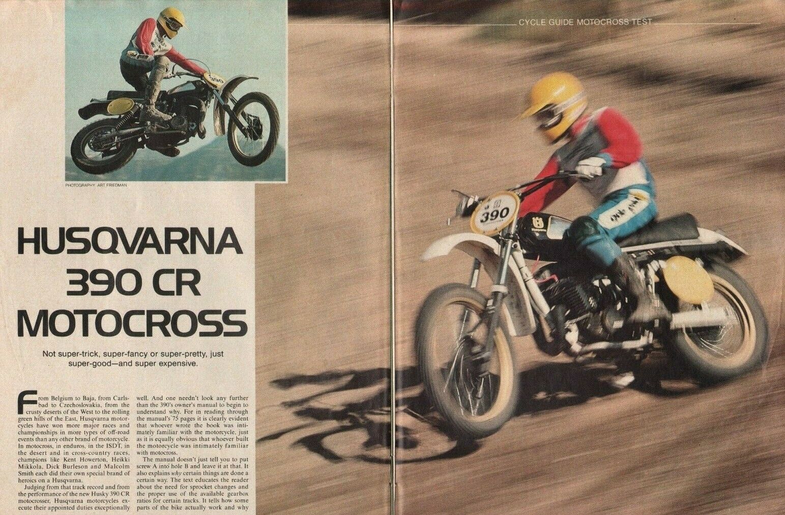 1978 Husqvarna 390 Cr Motocross - 7-page Vintage Motorcycle Road Test Article