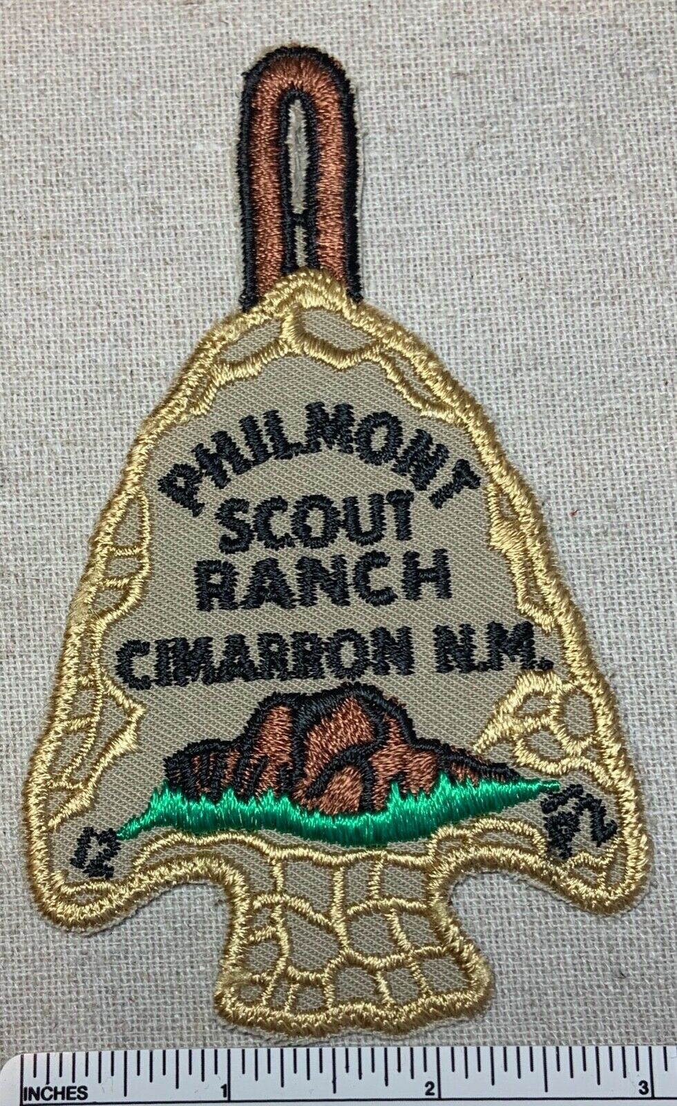 Vtg 1950s Philmont Boy Scout Ranch Patch Pocket Dangle Camp Arrowhead Green Cb