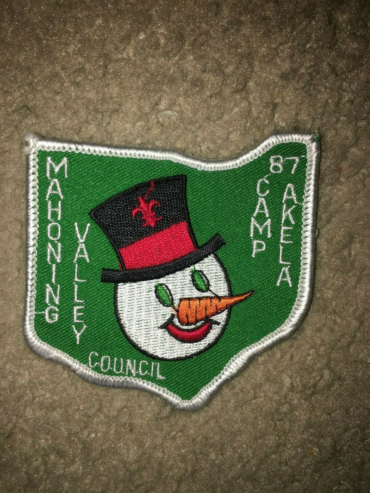 Boy Scout Bsa Mahoning Valley Camp Akela 1987 Frosty Council Ohio Shape Patch