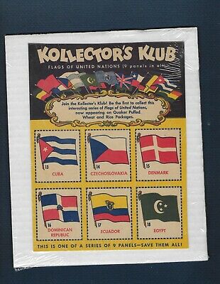 1940's Quarker Puffed Wheat Kollector's Klub Flags Of The U.n. Panel 3
