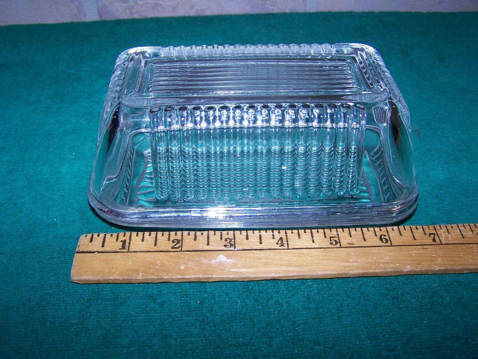 Ribbed Clear Glass Half Pound Butter Dish