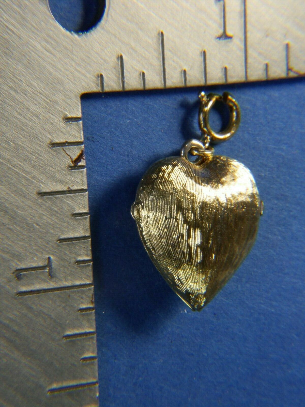 Puffy Heart Opening Locket Vintage Washed Gold Tone Charm, C Clasp