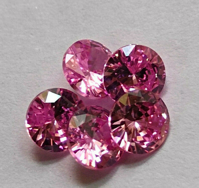 3.91 Cts 5 Mm 5 Pcs Zircon Pink Color Round Cut Loose Gemstone Lot