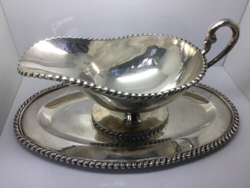 Sterling Silver Gravy Boat With Matching Attached Tray Made In Mexico!