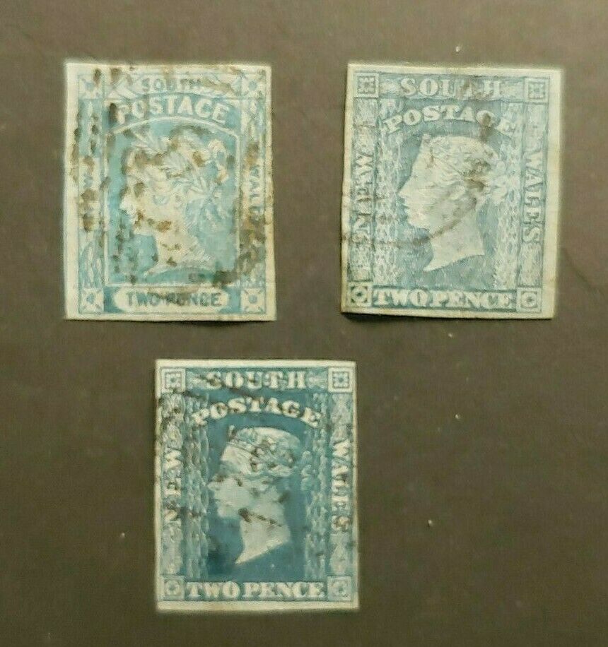 Classic Lot 3 Stamps New South Wales Vf Used Australia Wk24.7 Start 0.99$