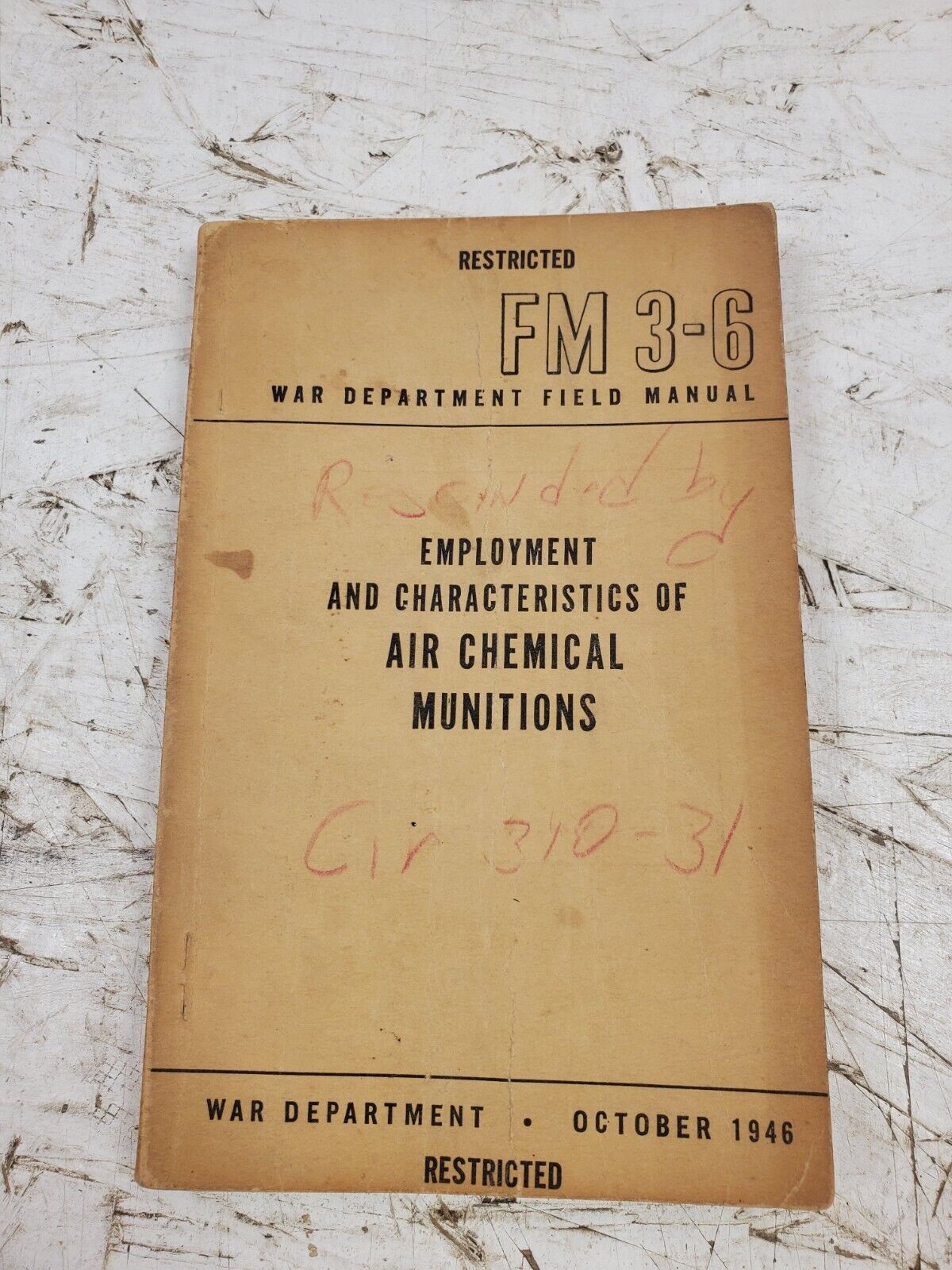 War Department Field Manual Employment Characteristics Of Air Chemical Munitions