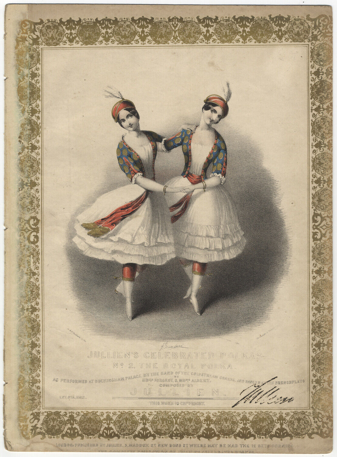 Dance Social / Jullien's Celebrated Polkas No 2 The Royal Polka As Signed 1843