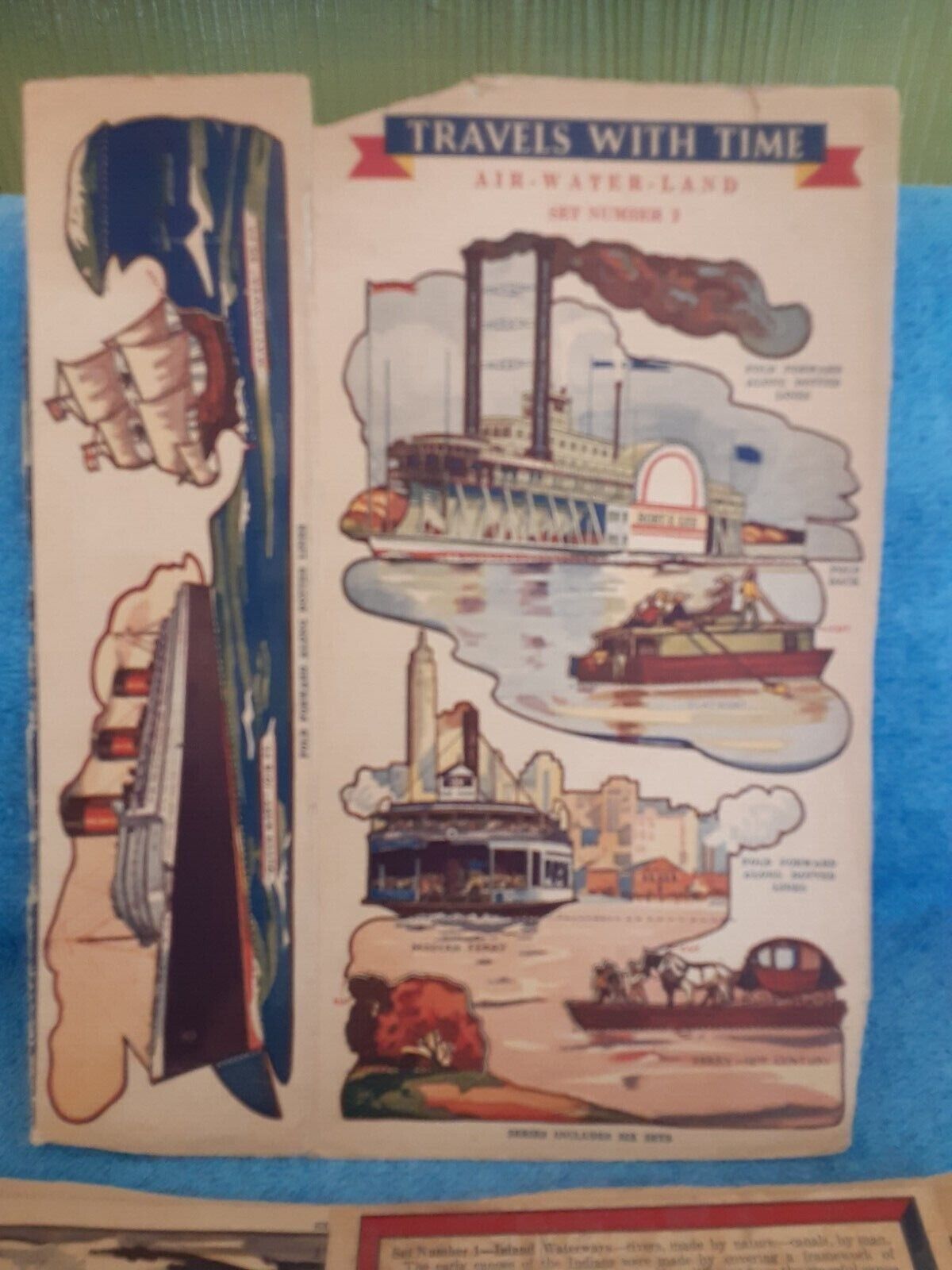 Quaker Empty Flat Cereal Box Cut-outs 1930's “travels With Time" Part Of #1,2&4