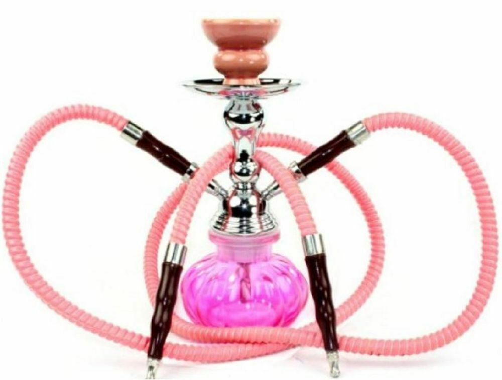 Hookah 2 Hose Smoking Glass Water Pipe Complete 11" Full Narghila Set Hot Colors