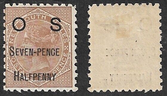 Nsw Seven-pence Halfpenny Surcharge Os Mint Hinged