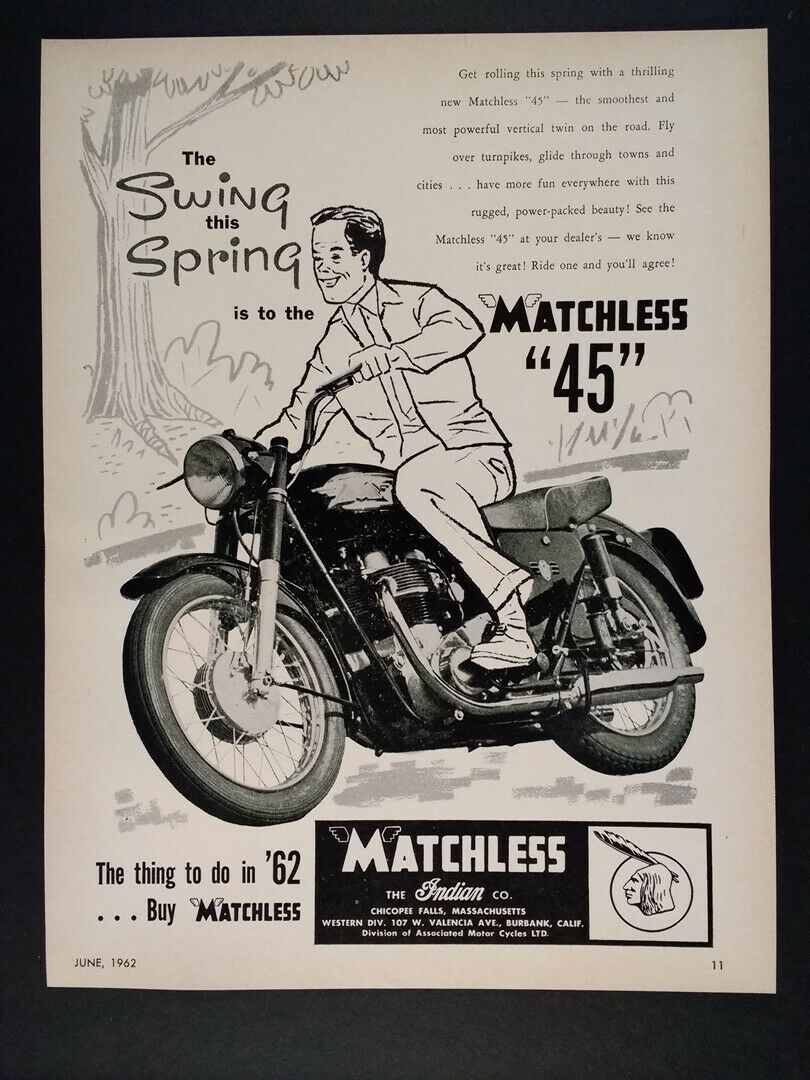 1962 Matchless 45 Motorcycle Vintage Print Ad