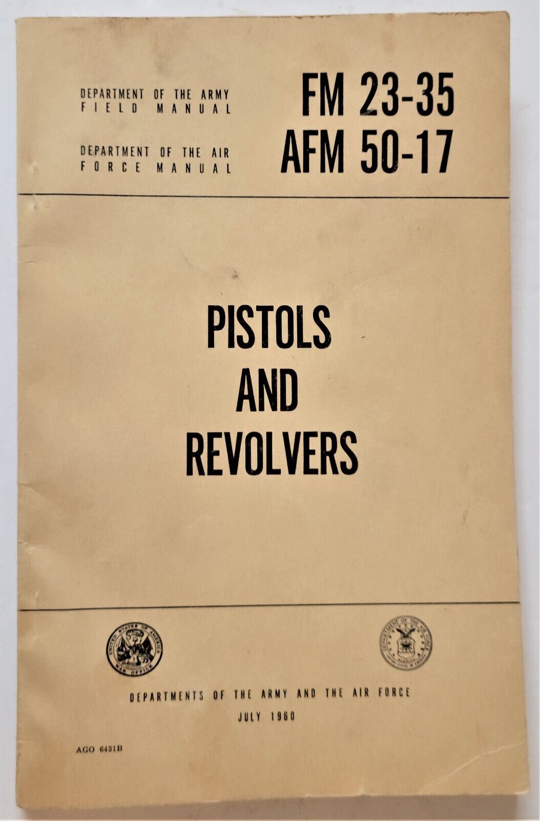 Vintage 1960 Us Army Manual Fm 23-35, Afm 50-17, Pistols And Revolvers. Vietnam