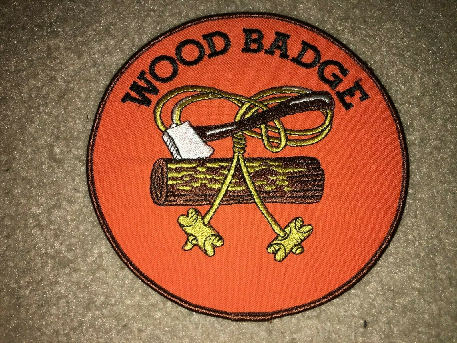 Boy Scout Bsa Wood Badge Axe Log Two Beads Necklace Participant Jacket Patch