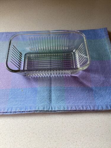 Vintage Glass Ribbed Refrigerated Butter Dish No Cover