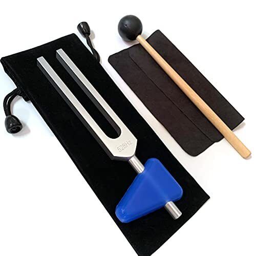 Sinyi 528 Hz Tuning Fork For Healing, With Black Rubber Mallet, Triangular