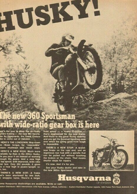 1969 Husqvarna 360 Sportsman Vintage Motorcycle Ad