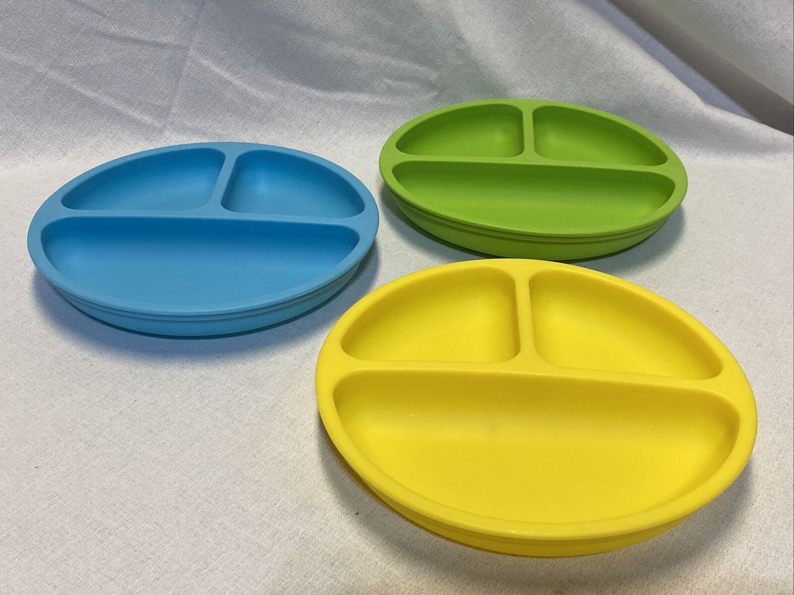 3 Wee Sprout Silicone Baby Plates Dish Kid Divided Compartments