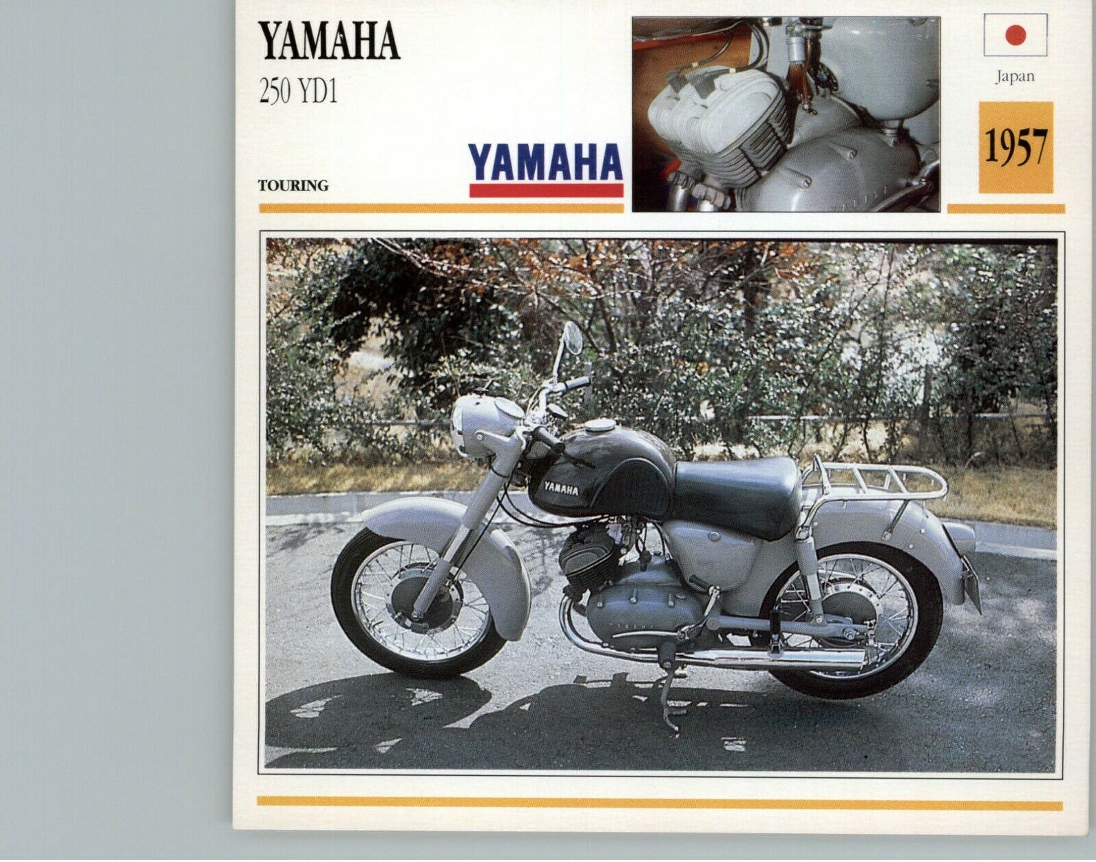 1957 Yamaha 259 Yd1 Motorcycle Photo Spec Card