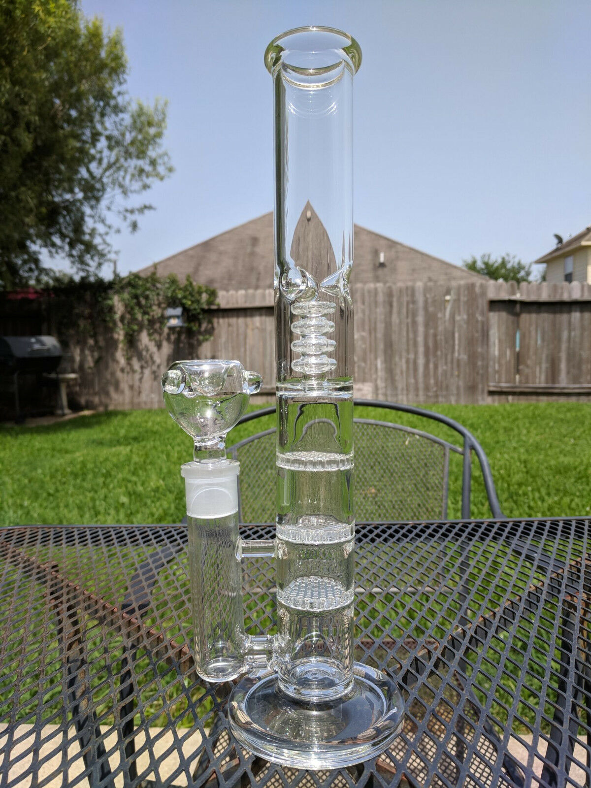 13" Inch Glass Water Pipe - Triple Honeycomb + Showerhead Percolators