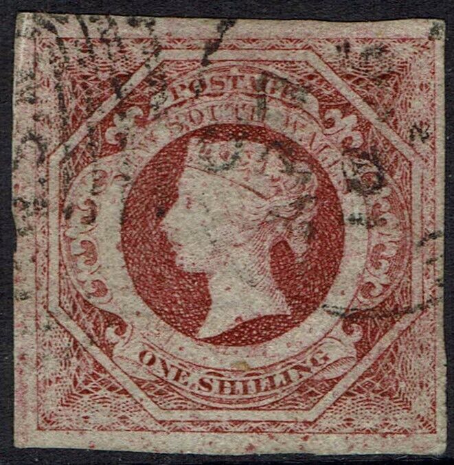 New South Wales 1854 Qv Diadem 1/- Imperf Used