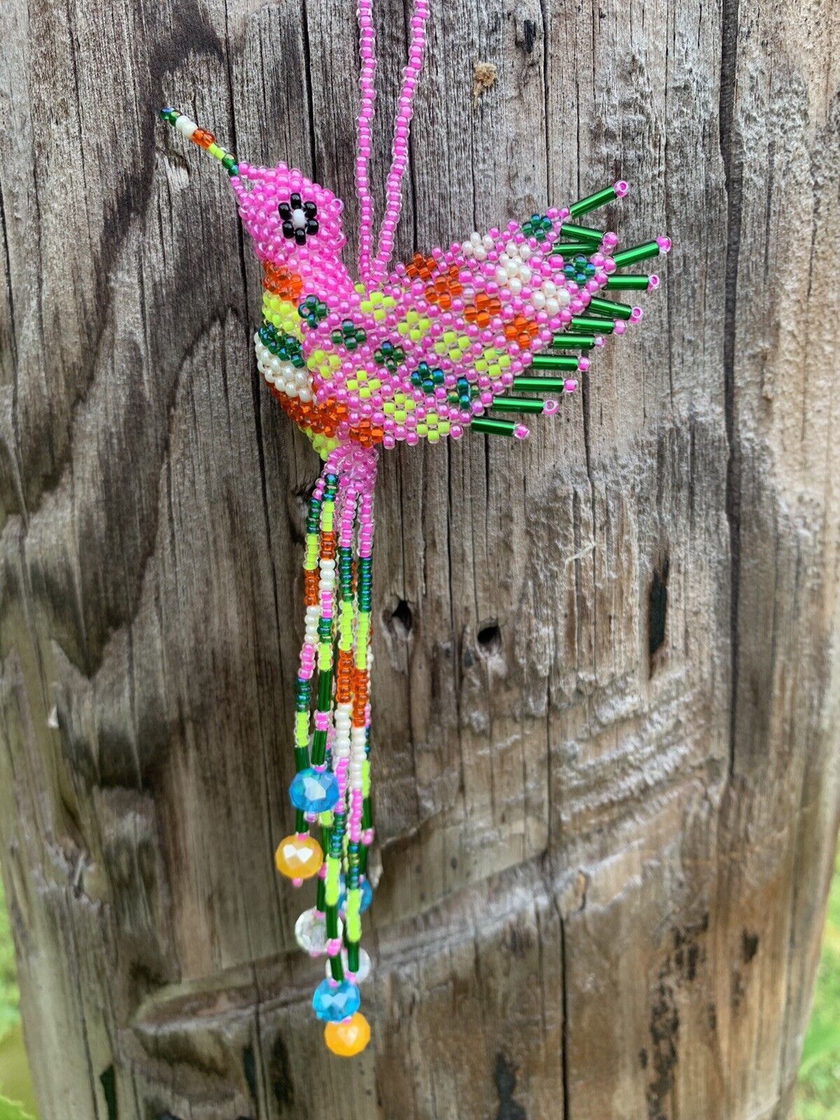 Handmade Guatemalan Beaded Hummingbird Ornament Gift Decoration Sun Catcher
