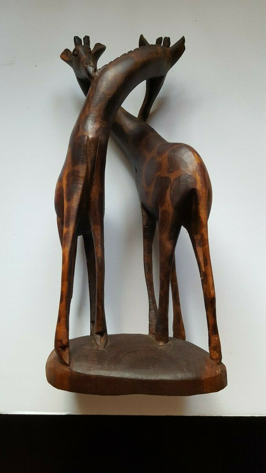 Twin Giraffes Hand Carved Kenya 12 Inch Tall Free Shipping