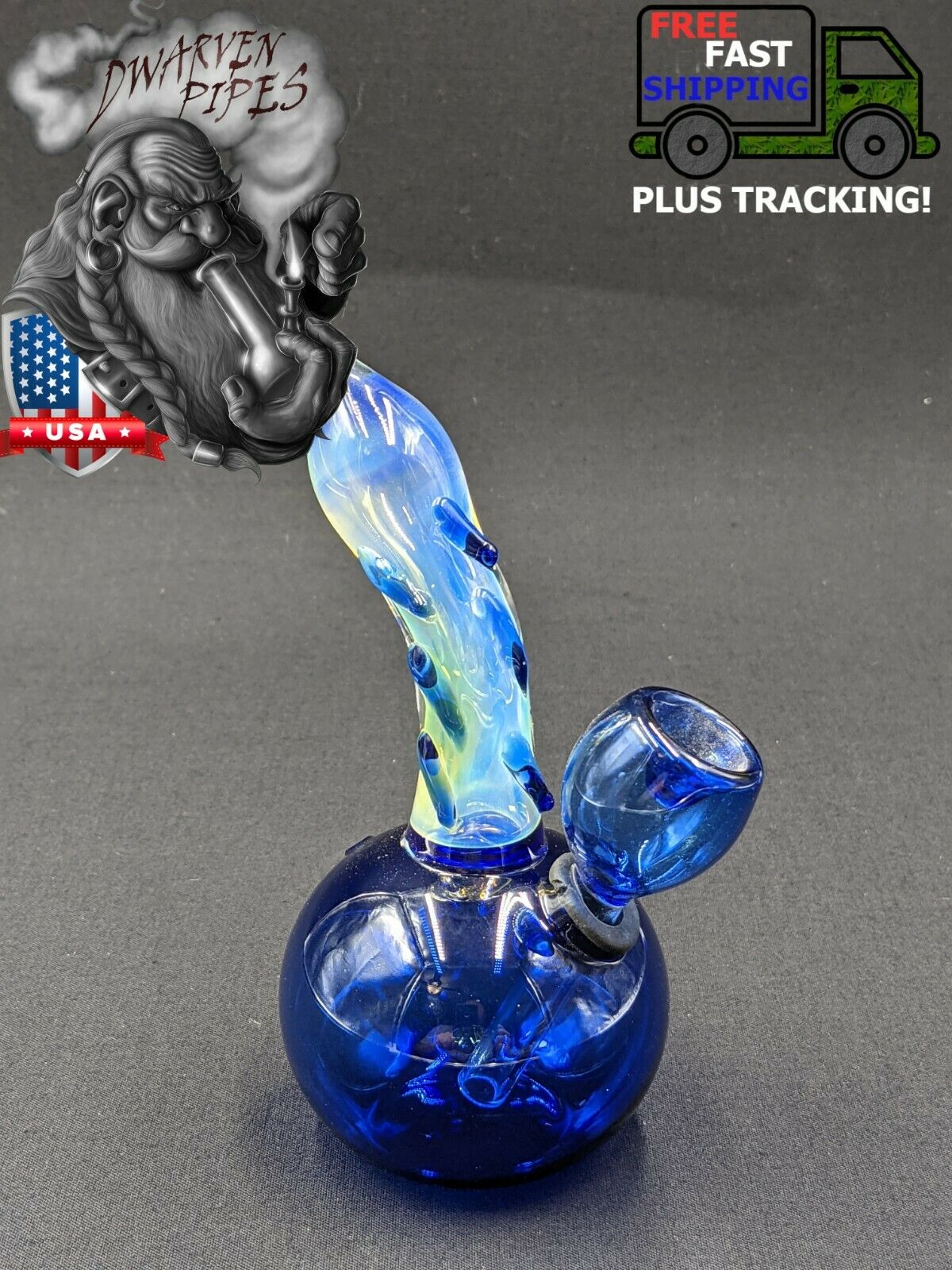 5" Inch Glass Hookah Water Pipe Bong Round Blue