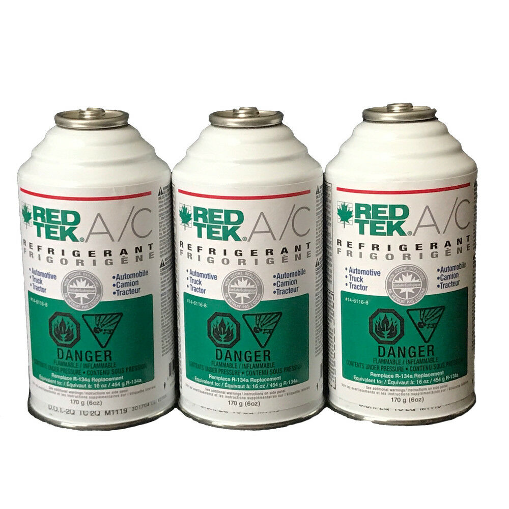 3 Cans - Redtek A/c Refrigerant (6 Ounce Cans)