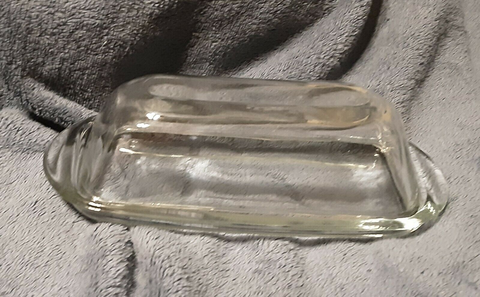 Vintage Clear Glass Butter Dish, Un-marked