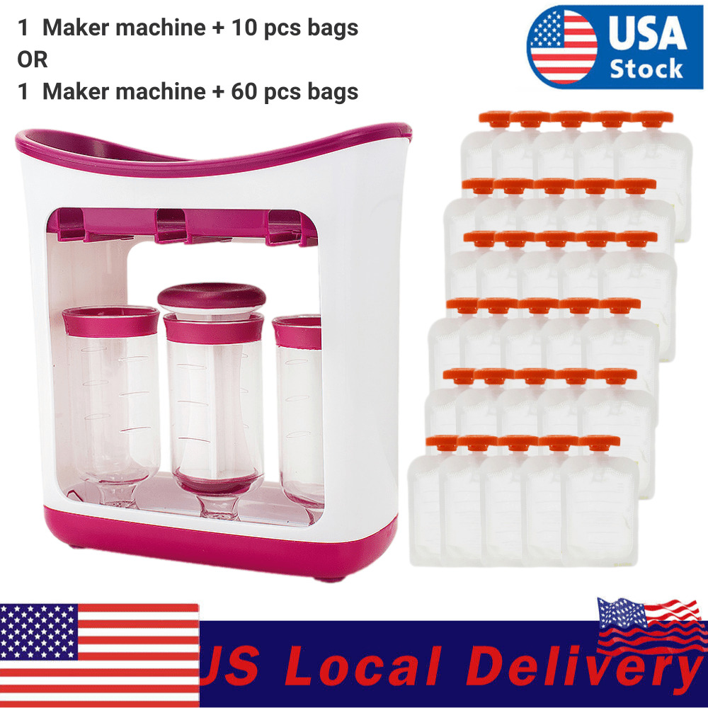 Protable Fruit Food Squeeze Station +60 Pouch Infant Baby Feeding Food Squeeze