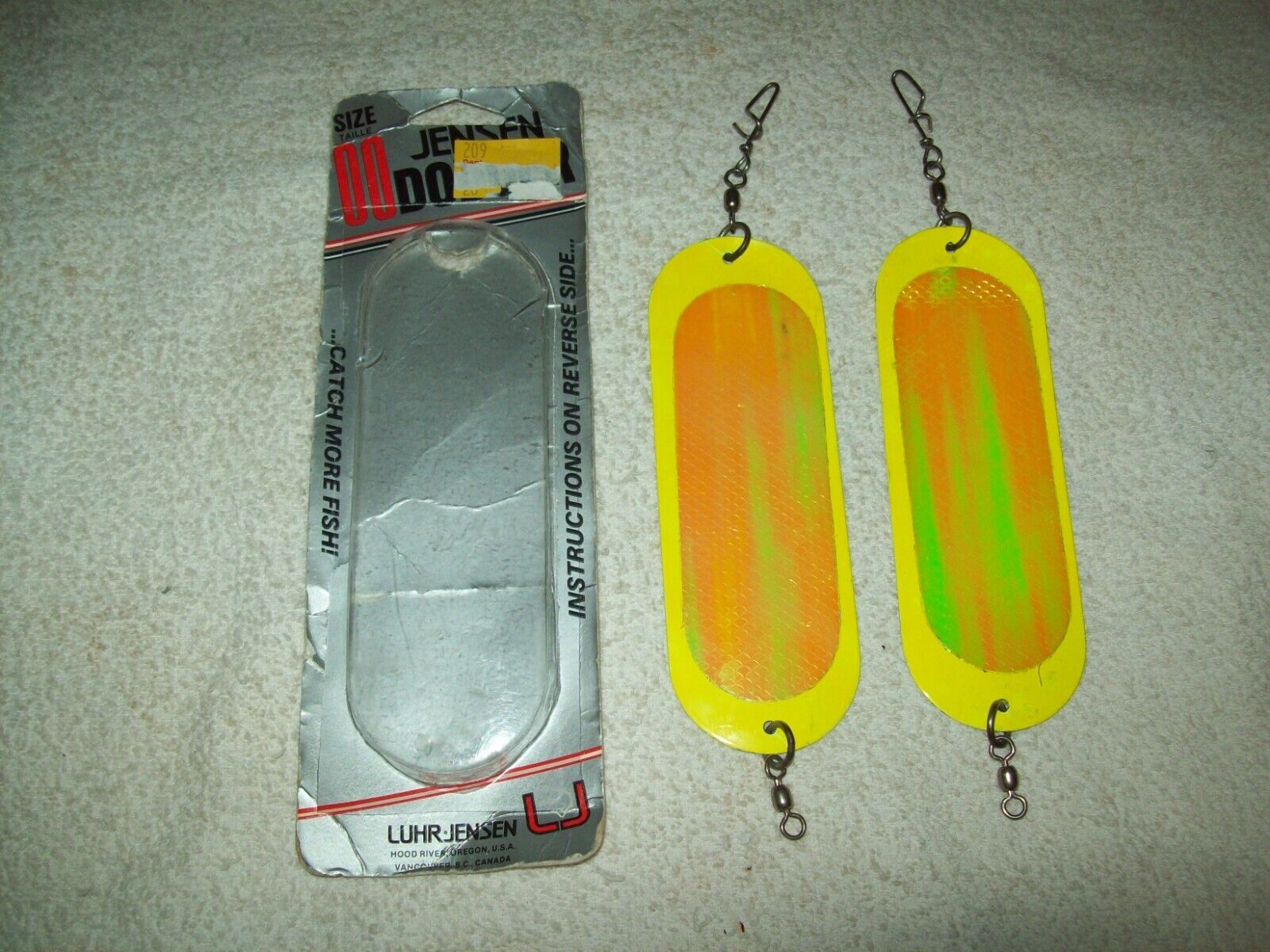 Lot Of 2  Luhr Jensen 00 Dodger  Metal  Reflector Spinner Fishing Lures Yellow